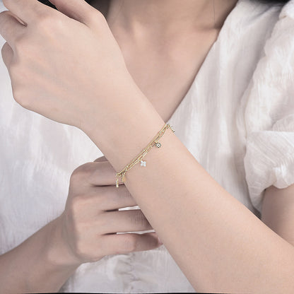 Golden Charm Clover Armband