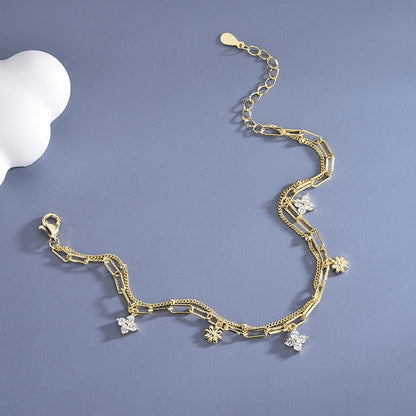 Golden Charm Clover Armband