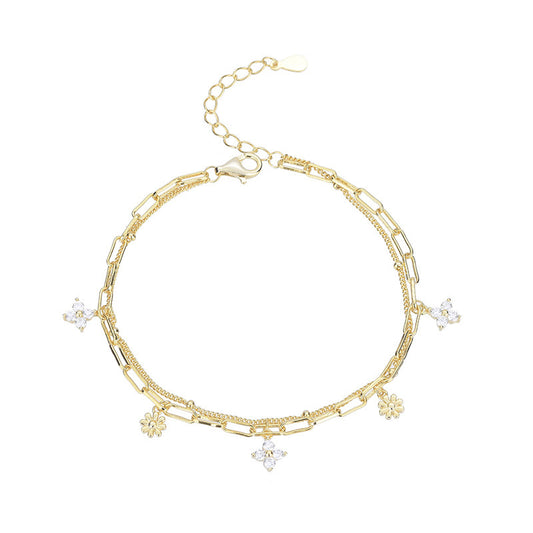 Golden Charm Clover Armband