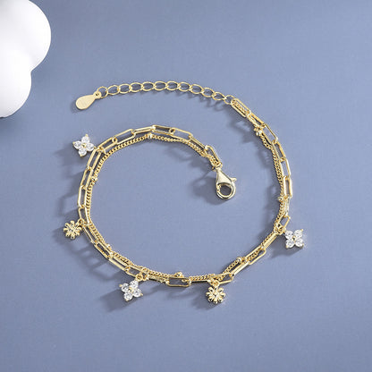 Golden Charm Clover Armband
